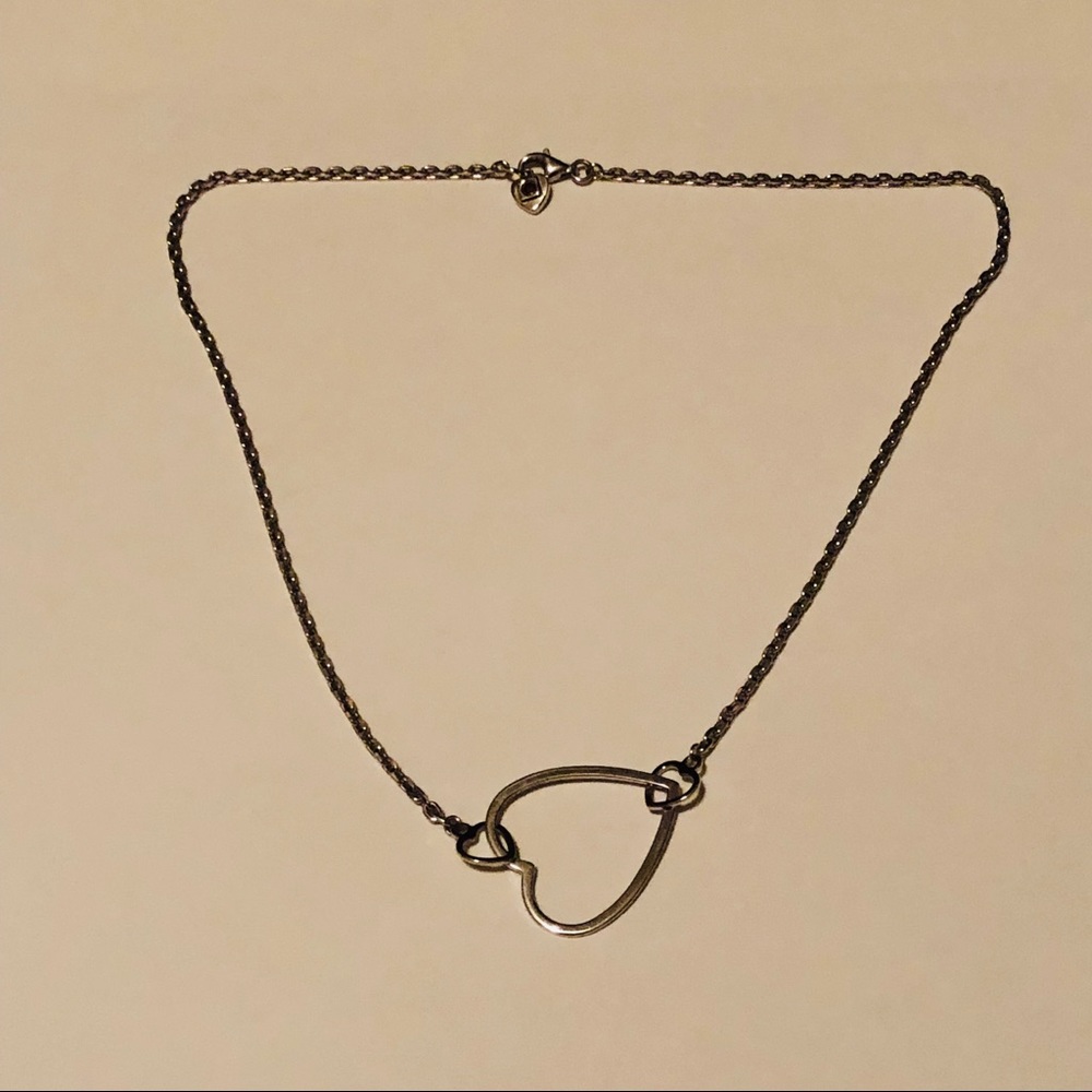 Sterling Silver 925 Heart Linked Pendent Necklace